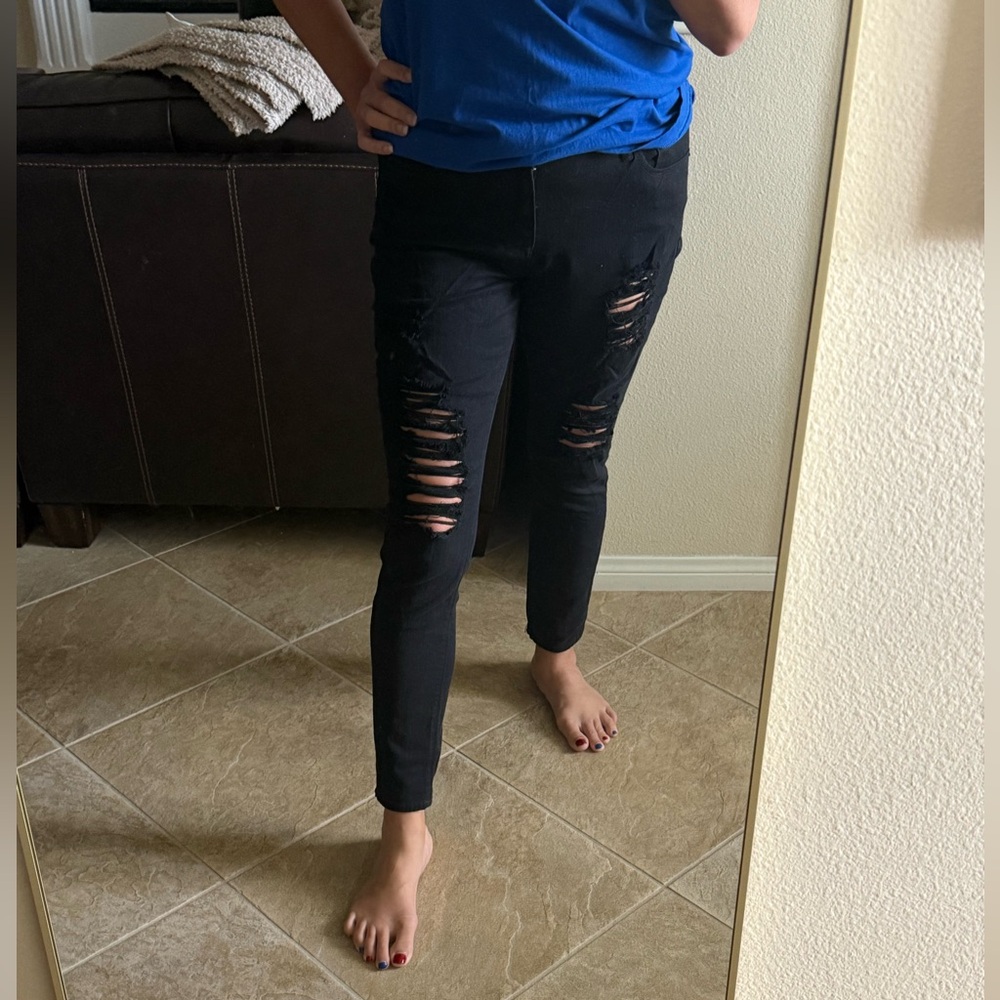 Express Black Ripped Skinny Jeans